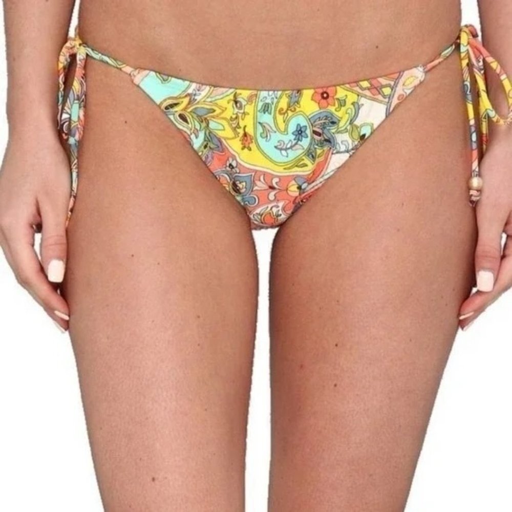 NWT Shoshanna Boho Paisley Floral Side Tie Bikini Bottoms Multicolor P XS